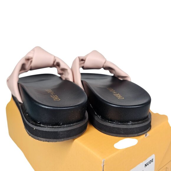 Chase And Chloe Camille-1 Nude Bow Slide Sandals Puffy Knot Women 10 - Picture 6 of 16